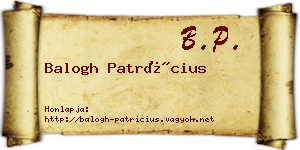 Balogh Patrícius névjegykártya